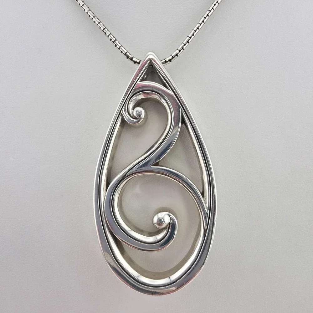 BRIGHTON 'Twinkle Loop' Necklace Swirl Openwork Round Box Chain Silver Plate 32